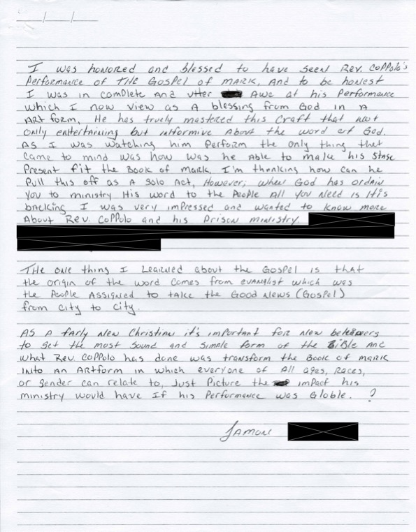 A letter written by a person in the middle of a paper.