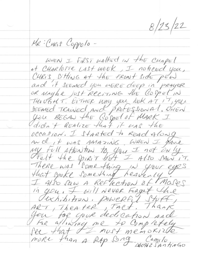 A letter written by an inmate to his family.