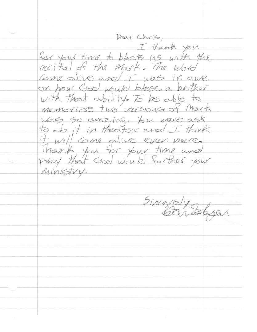 A letter written by a person in the process of writing.